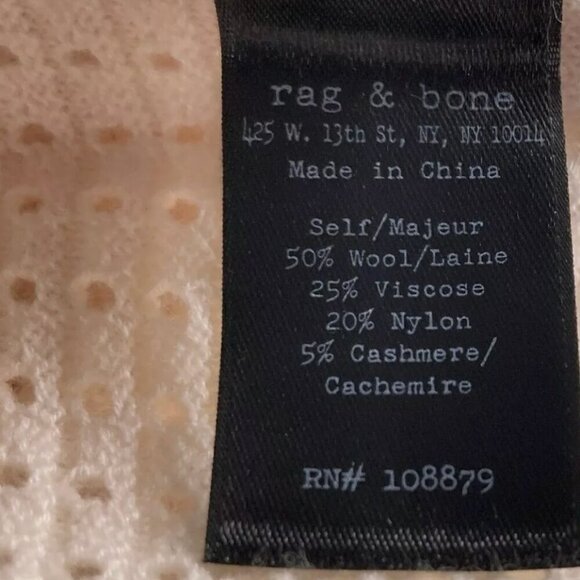 Rag & Bone M Cream Wool Cashmere Perforated Mesh Open Knit Pullover Sweater - Picture 8 of 8